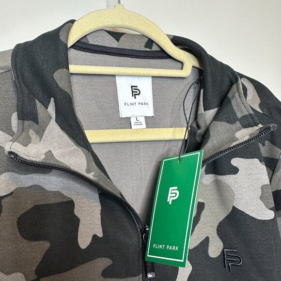 NEW Flint Park Men's Court Jacket in Black Camo Size Large - Picture 2 of 5
